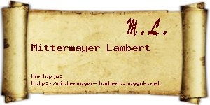 Mittermayer Lambert névjegykártya